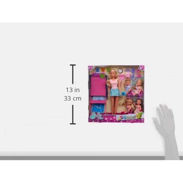 STEFFI LOVE 105730472002 Schoolmistress-Doll Mannequin 29cm-보드 및 액세서리 + 4 Puppe Students, Mehrfarbig