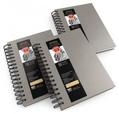 Arteza 스케치 북, 5.5x8.5인치, 3팩, 회색 드로잉 패드, 총 300매, 68lb 100 GSM, 하드커버 스케치북, 나선형 제본, 연필, 숯, 펜, 크레용 및 기타 건조 매체와 함께 사용