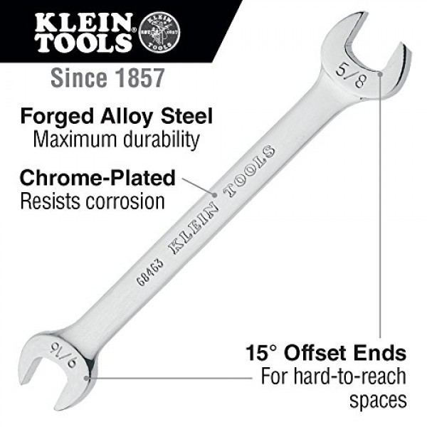 Klein Tools 68463 오픈 엔드 렌치 9/16인치, 5/8인치 엔드