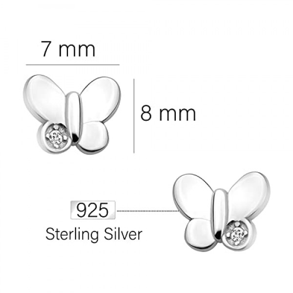 SOFIA MILANI - 여성용 925 실버 귀걸이 - 지르코니아 스톤 포함 - 나비 스터드 귀걸이