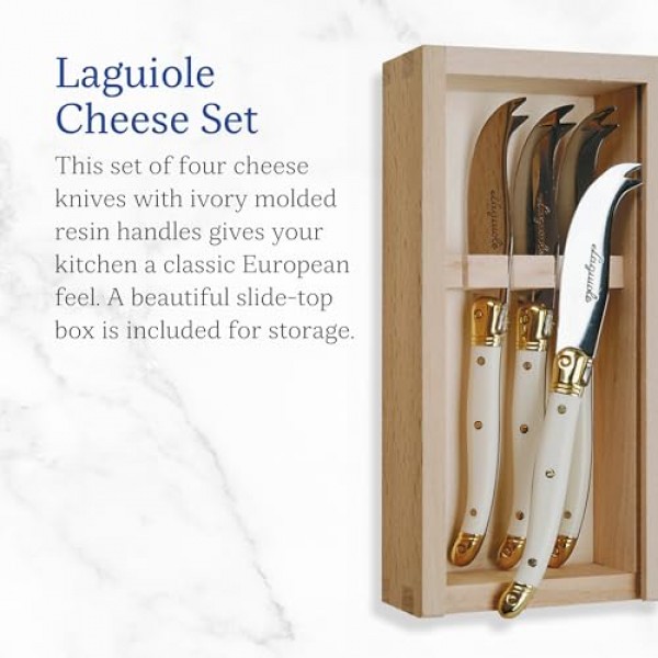 Jean Dubost 4개 상자에 담긴 치즈 칼, 아이보리