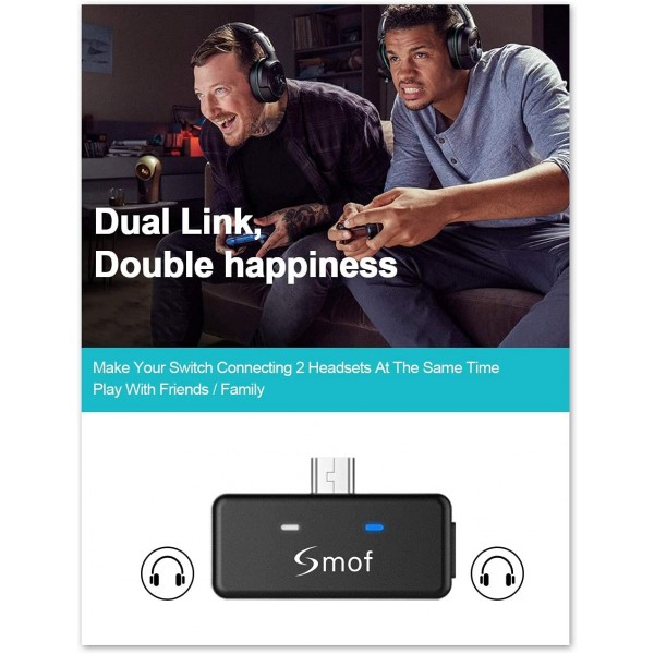 블루투스 송신기- 닌텐도 스위치/스위치 라이트용 블루투스 어댑터 오디오 송신기 듀얼 이어폰 연결 블루투스 이어폰 PC 에어팟과 호환 가능 PS4 Bose Sony with aptX Low Laten