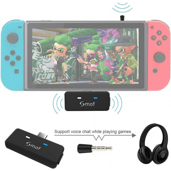 블루투스 송신기- 닌텐도 스위치/스위치 라이트용 블루투스 어댑터 오디오 송신기 듀얼 이어폰 연결 블루투스 이어폰 PC 에어팟과 호환 가능 PS4 Bose Sony with aptX Low Laten