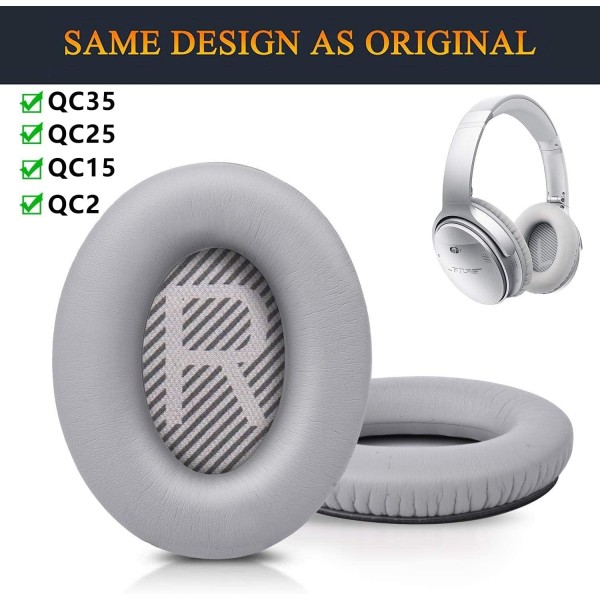 Bose QuietComfort 35용 교체용 이어 패드, Bose QC35 ii QC2 QC15 QC25 헤드폰(회색) QC35 회색과 호환되는 이어 패드