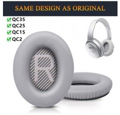 Bose QuietComfort 35용 교체용 이어 패드, Bose QC35 ii QC2 QC15 QC25 헤드폰(회색) QC35 회색과 호환되는 이어 패드
