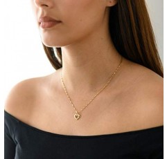 Materia GKA-6 여성용 하트 목걸이 375 골드 작은 펜던트 하트 지르코니아 스톤, 선물 상자에 42 cm 골드 체인 포함, 스톤 큐빅 지르코니아 골드, 큐빅 지르코니아