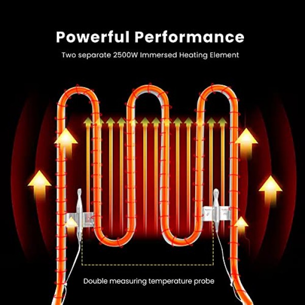 VIVOHOME 5000W 20.7Qt 전기 튀김기(60분 타이머 및 온도 조절 기능 포함), 상업용 및 가정용 6.35QT 탈착식 바구니 2개