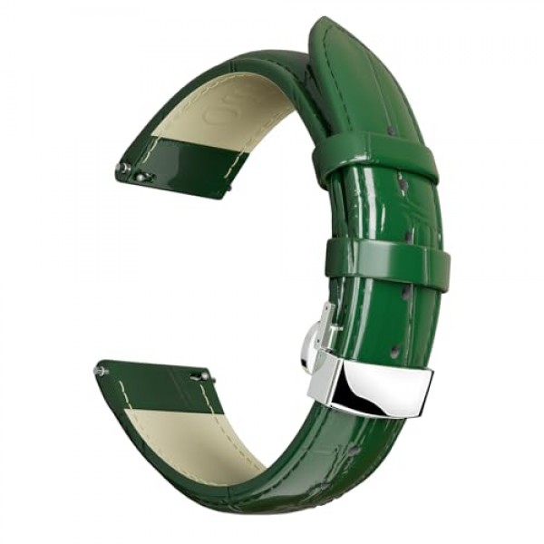 남성 여성을위한 스테인레스 스틸 배포 버클과 악어 곡물 퀵 릴리스 20mm 22mm 24mm 시계 스트랩과 가죽 시계 밴드