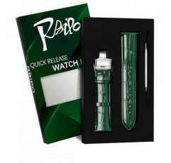 남성 여성을위한 스테인레스 스틸 배포 버클과 악어 곡물 퀵 릴리스 20mm 22mm 24mm 시계 스트랩과 가죽 시계 밴드