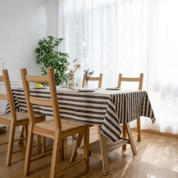 6피트 직사각형 테이블용 Aquazolax 식탁보 가을 장식용 주방 다이닝 룸 테이블 커버, 54 x 84 인치, 검정색