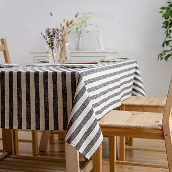 6피트 직사각형 테이블용 Aquazolax 식탁보 가을 장식용 주방 다이닝 룸 테이블 커버, 54 x 84 인치, 검정색