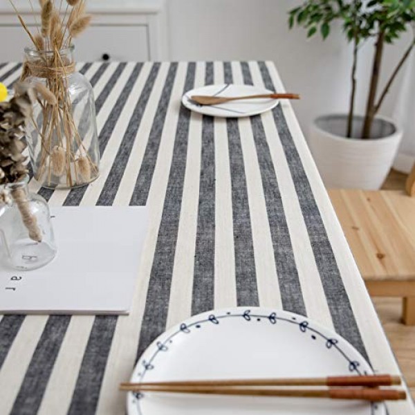 6피트 직사각형 테이블용 Aquazolax 식탁보 가을 장식용 주방 다이닝 룸 테이블 커버, 54 x 84 인치, 검정색