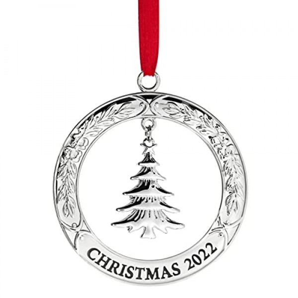 Klikel 크리스마스 장식품 2022 - 반짝이는 은색 크리스마스 장식품 2022 나무가 있는 화환 - 2022년 크리스마스 장식품 - 2022 크리스마스 트리 장식품 - 2022 휴일을 위한 아