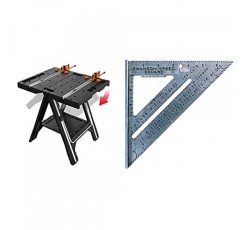 WORX WX051 Pegasus 접이식 작업대 & 톱마 및 SWANSON Tool Co S0101 7인치 스피드 스퀘어, 블루