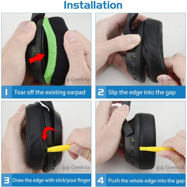 Razer Kaira Pro, Kaira Pro Halo Infinite Edition, Kaira X, Kaira 헤드폰 이어패드 이어컵용 Geekria 교체용 이어패드(검은색)