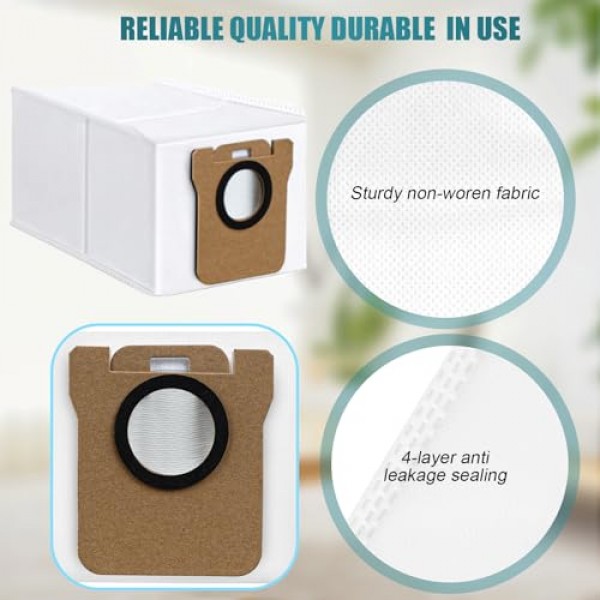 Dreametech L10s Ultra / L10 Ultra/Dreame L20 Ultra 로봇 진공 자체 비우기 베이스, 3L 대용량 자동 밀봉 일회용 쓰레기 교체 가방 액세서리와 호환되는 10 팩 먼지 봉투