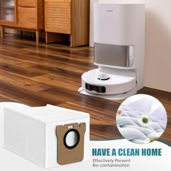 Dreametech L10s Ultra / L10 Ultra/Dreame L20 Ultra 로봇 진공 자체 비우기 베이스, 3L 대용량 자동 밀봉 일회용 쓰레기 교체 가방 액세서리와 호환되는 10 팩 먼지 봉투