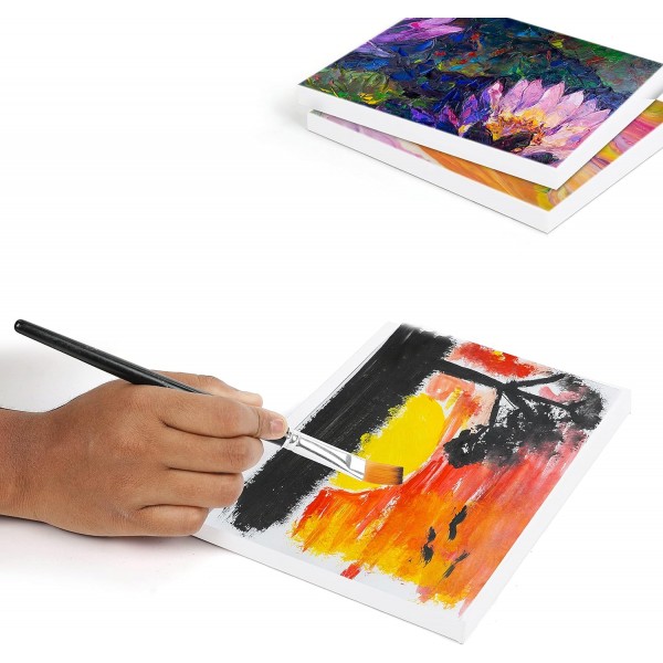 Belle Vous 미니 캔버스 및 나무 그림 홀더 스탠드 테이블 이젤(4팩) - L 20cm x W 15cm - 미리 늘어난 프라임 처리된 빈 캔버스 - 어린이 예술 및 공예용 캔버스 스탠드 포함