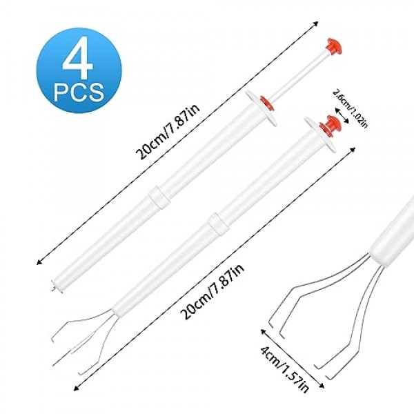 Tophoniex 4PCS 피클 피커 디럭스 피클 핀처 스테인레스 스틸 및 플라스틱 피클 그래버 도구 올리브 페퍼 그래버, 8 인치, 흰색