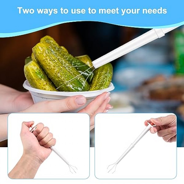Tophoniex 4PCS 피클 피커 디럭스 피클 핀처 스테인레스 스틸 및 플라스틱 피클 그래버 도구 올리브 페퍼 그래버, 8 인치, 흰색