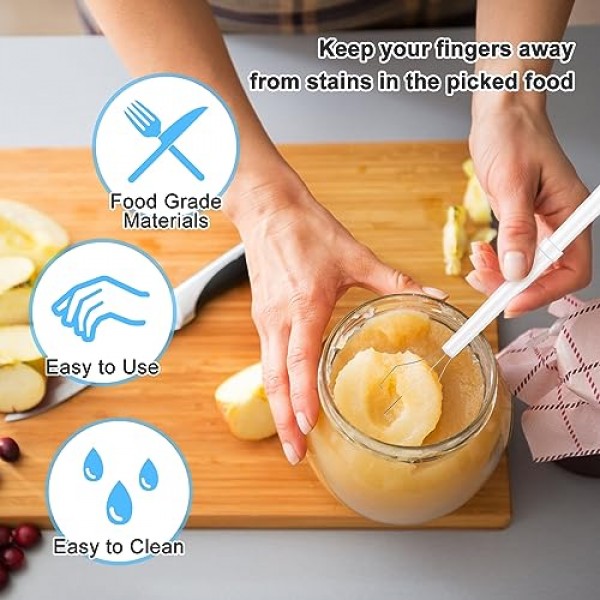 Tophoniex 4PCS 피클 피커 디럭스 피클 핀처 스테인레스 스틸 및 플라스틱 피클 그래버 도구 올리브 페퍼 그래버, 8 인치, 흰색