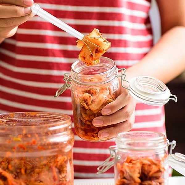 Tophoniex 4PCS 피클 피커 디럭스 피클 핀처 스테인레스 스틸 및 플라스틱 피클 그래버 도구 올리브 페퍼 그래버, 8 인치, 흰색