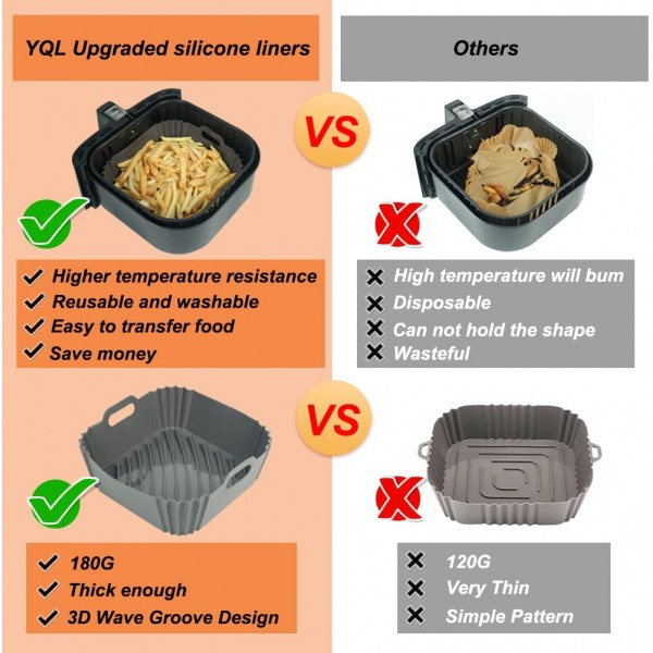 Cosori/Philips, XXL 재사용 가능한 바용 실리콘 몰드 핫 에어 프라이어 실리콘 에어 프라이어 액세서리 에어 프라이어 실리콘 포트 닌자, 프린세스 에어 프라이어 2pcs와 호