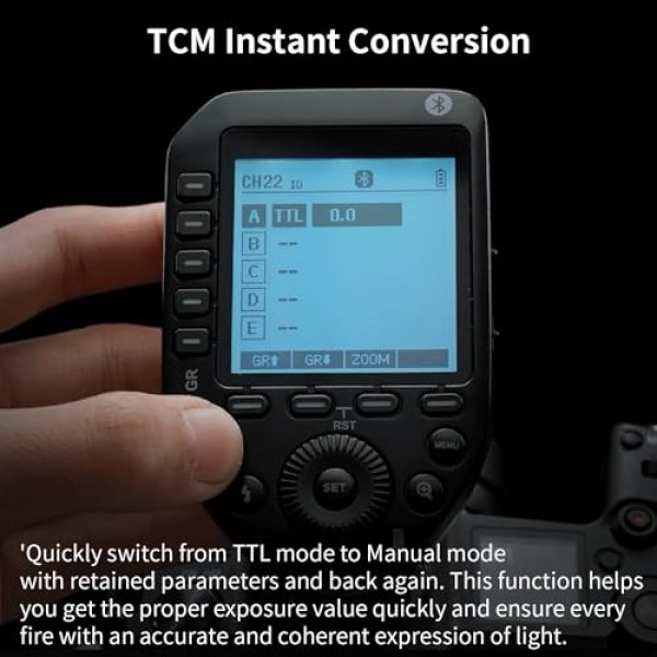 소니 카메라용 GODOX XProII-S TTL 무선 플래시 트리거, 2.4G 무선 플래시 송신기 HSS 1/8000S, 블루투스 연결, TCM 변환 기능, 새로운 핫슈 잠금, 대형 LCD 디스플레이