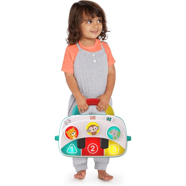 Bright Starts 4-in-1 Groovin' Kicks 피아노 체육관, Tummy Time 놀이 매트 및 활동 아기 장난감, 녹색 - 열대 사파리, 신생아부터 유아까지 BS 열대 사파리