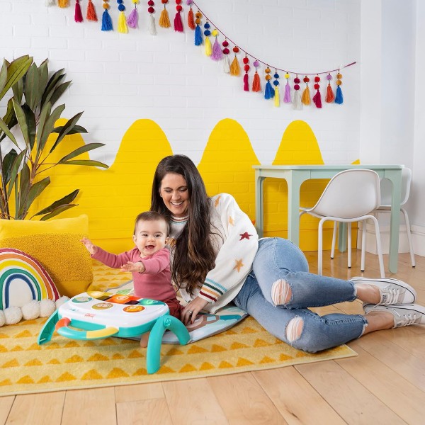 Bright Starts 4-in-1 Groovin' Kicks 피아노 체육관, Tummy Time 놀이 매트 및 활동 아기 장난감, 녹색 - 열대 사파리, 신생아부터 유아까지 BS 열대 사파리