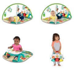 Bright Starts 4-in-1 Groovin' Kicks 피아노 체육관, Tummy Time 놀이 매트 및 활동 아기 장난감, 녹색 - 열대 사파리, 신생아부터 유아까지 BS 열대 사파리