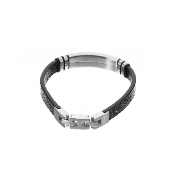 s.Oliver 팔찌 스테인레스 스틸 가죽 남성용 팔찌, 보석 선물 상자에 들어 있음