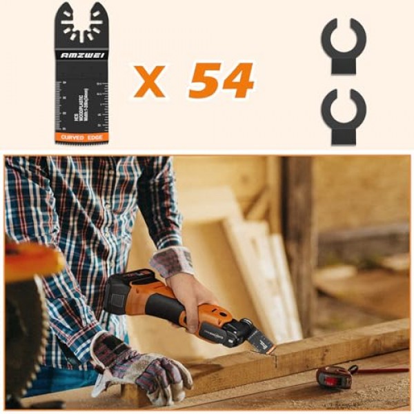 54 Pcs 목재 진동 멀티 도구, 진동 도구 블레이드, 전문 범용 진동 톱 블레이드, 퀵 릴리스 톱 블레이드 적합 Dewalt Ryobi Milwaukee Rockwell Fein Makita