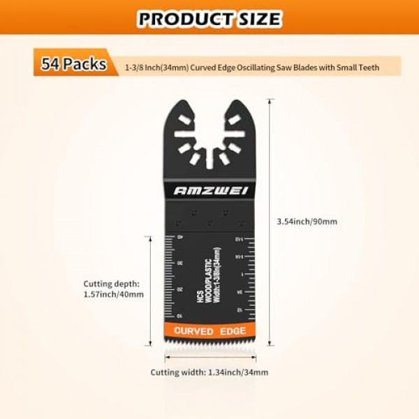 54 Pcs 목재 진동 멀티 도구, 진동 도구 블레이드, 전문 범용 진동 톱 블레이드, 퀵 릴리스 톱 블레이드 적합 Dewalt Ryobi Milwaukee Rockwell Fein Makita