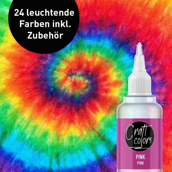 Craft Colors® 바틱 세트, 24 x 밝은 바틱 색상, 액세서리를 포함한 독창적인 디자인을 위한 텍스타일 색상