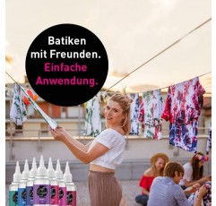 Craft Colors® 바틱 세트, 24 x 밝은 바틱 색상, 액세서리를 포함한 독창적인 디자인을 위한 텍스타일 색상