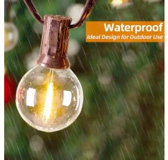 Pikapi G40 야외 연결 가능한 LED 문자열 조명 50+2 플라스틱 비산 방지 글로브 1W 전구, IP44 방수 2700K 잡초 파티 정원을 위한 따뜻한 흰색 안뜰 조명이 있는 100FT 꽃줄 조명