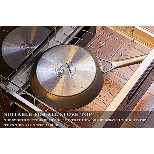 MsMk 소형 프라이팬, 끈적이지 않는 손잡이가 있는 8인치 붙지 않는 내구성이 있는 계란 오믈렛 프라이팬, GRE의 석회석 논스틱 코팅, 4mm 스테인리스 스틸 베이스 인덕션