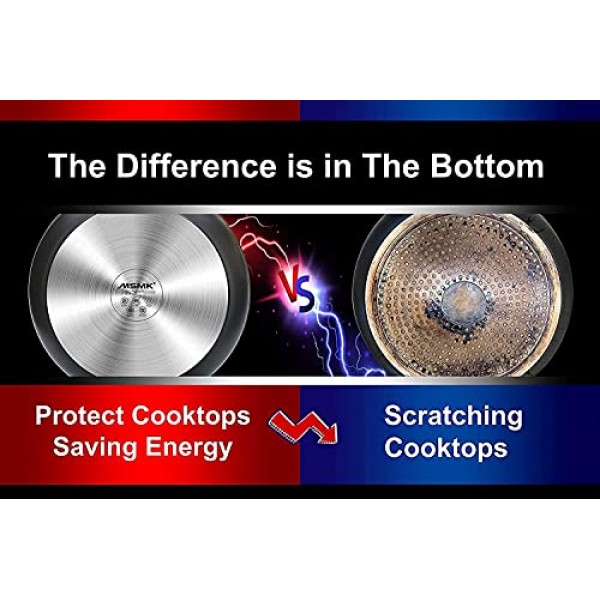 MsMk 소형 프라이팬, 끈적이지 않는 손잡이가 있는 8인치 붙지 않는 내구성이 있는 계란 오믈렛 프라이팬, GRE의 석회석 논스틱 코팅, 4mm 스테인리스 스틸 베이스 인덕션
