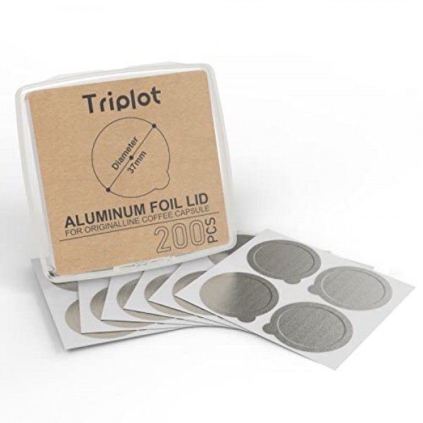 Nespresso OriginalLine 기계와 호환되는 재사용 가능한 캡슐 용 6pcs 리필 가능 커피 포드 세트 및 200pcs 알루미늄 뚜껑
