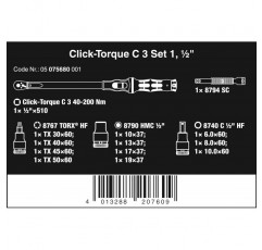 Wera Click-Torque C 3세트 조정 가능한 토크 렌치 세트 1개, 1/2