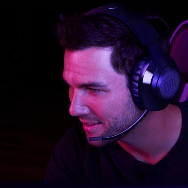 JBL Quantum 350 오버이어 게임용 헤드셋 - 무선 2.4GHz 및 USB-C 연결 - 탈착식 붐 마이크 및 QuantumSurround 사운드 포함 - 블랙