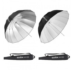 Godox 2Pack 41.3 105cm 비디오 스튜디오 촬영용 UB-105S 내부 실버 ​​및 UB-105W 내부 흰색 사진 우산이있는 깊은 포물선 반사 우산