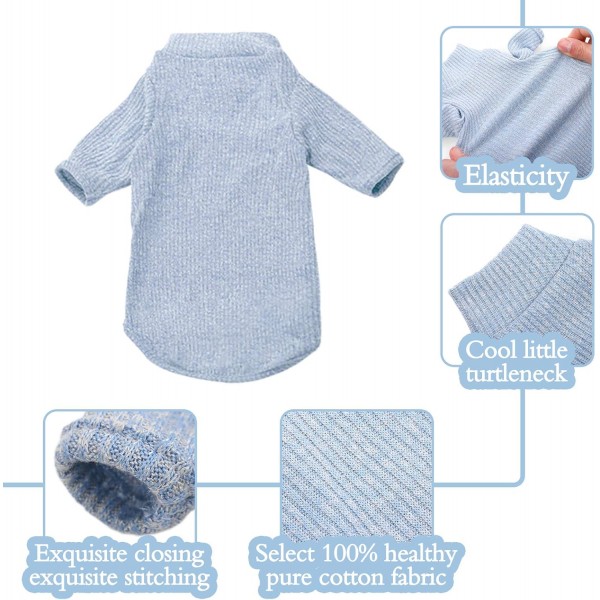털이없는 고양이 조끼 터틀넥 통기성 사랑스러운 고양이 옷 스웨터 새끼 고양이 티셔츠 소매가있는 고양이 잠옷 점프 슈트 Sphynx Cornish Rex Devon Rex Peterbald S (2.2-4lbs) Blue
