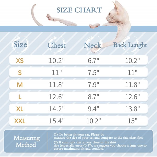 털이없는 고양이 조끼 터틀넥 통기성 사랑스러운 고양이 옷 스웨터 새끼 고양이 티셔츠 소매가있는 고양이 잠옷 점프 슈트 Sphynx Cornish Rex Devon Rex Peterbald S (2.2-4lbs) Blue