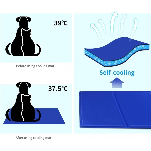 Nobleza - Cooling Mat Dogs Self-Cooling Non-toxic Gel Pads 여름에 강아지 고양이 침대 냉각 매트리스, 50*40cm, 파란색, S S(50*40cm)
