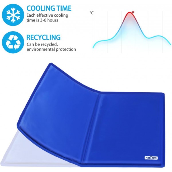 Nobleza - Cooling Mat Dogs Self-Cooling Non-toxic Gel Pads 여름에 강아지 고양이 침대 냉각 매트리스, 50*40cm, 파란색, S S(50*40cm)