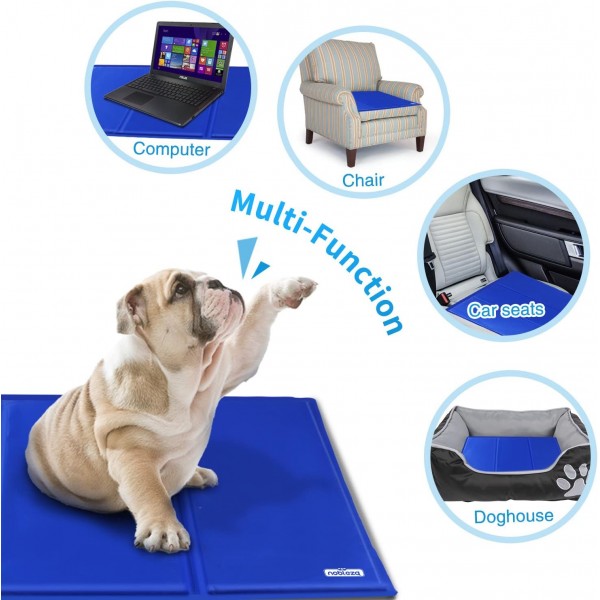 Nobleza - Cooling Mat Dogs Self-Cooling Non-toxic Gel Pads 여름에 강아지 고양이 침대 냉각 매트리스, 50*40cm, 파란색, S S(50*40cm)