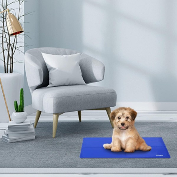 Nobleza - Cooling Mat Dogs Self-Cooling Non-toxic Gel Pads 여름에 강아지 고양이 침대 냉각 매트리스, 50*40cm, 파란색, S S(50*40cm)