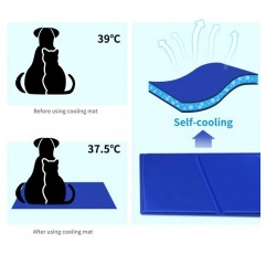 Nobleza - Cooling Mat Dogs Self-Cooling Non-toxic Gel Pads 여름에 강아지 고양이 침대 냉각 매트리스, 50*40cm, 파란색, S S(50*40cm)